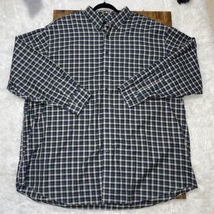 Roundtree & Yorke Men's Long Sleeve Shirt Gold Label Non Iron Cotton Plaid 4XL